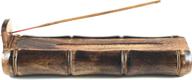 🎍 bamboo incense holder: handmade stick burner & craft storage box - ash catcher for sticks, ideal for meditation - brown логотип