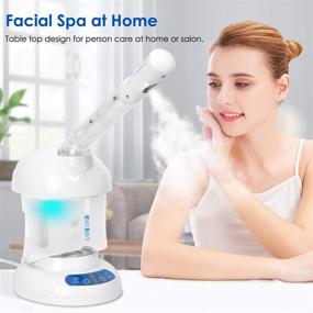 img 2 attached to Portable Facial Steamer: Extendable Arm Ozone Mini Spa for Personal Care at Home or Salon, White