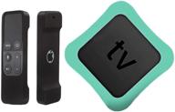 📱 auswaur shock proof silicone remote cover case - black & aqua, compatible with apple tv 4k 5th 4th generation, siri remote and tv box logo