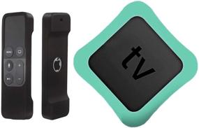 img 4 attached to 📱 Auswaur Shock Proof Silicone Remote Cover Case - Black & Aqua, Compatible with Apple TV 4K 5th 4th Generation, Siri Remote and TV Box