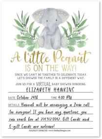img 3 attached to 🐘 25 Greenery Elephant Virtual Baby Shower Invitations, Rustic Co-ed Boy Girl or Twin Invite Card, Couples Online Gender Reveal or Sprinkle Party, Floral Safari Theme, Fill-In & Send By Mail