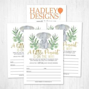 img 2 attached to 🐘 25 Greenery Elephant Virtual Baby Shower Invitations, Rustic Co-ed Boy Girl or Twin Invite Card, Couples Online Gender Reveal or Sprinkle Party, Floral Safari Theme, Fill-In & Send By Mail