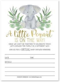 img 4 attached to 🐘 25 Greenery Elephant Virtual Baby Shower Invitations, Rustic Co-ed Boy Girl or Twin Invite Card, Couples Online Gender Reveal or Sprinkle Party, Floral Safari Theme, Fill-In & Send By Mail