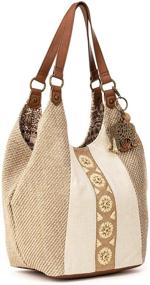 img 3 attached to Sakroots Straw Shopper Tobacco Batik Women's Handbags & Wallets and Top-Handle Bags