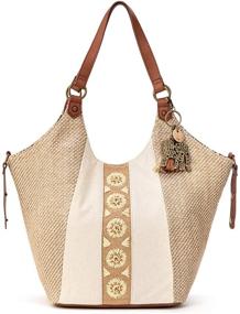 img 1 attached to Sakroots Straw Shopper Tobacco Batik Women's Handbags & Wallets and Top-Handle Bags