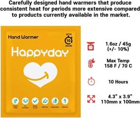 img 1 attached to Happyday Hand Warmer 10 Hour – 40 Individual Disposable Warmers (Large Size: 4.3” x 3.9”) – Instant and Long-lasting Heat!