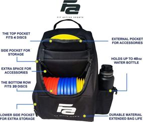 img 3 attached to 🎒 Fit Active Sports Disc Golf Bag with 28 Frisbee Set Capacity - Lightweight and Durable Travel Backpack with 2 Side Pockets for Accessories and Water Bottle Holder