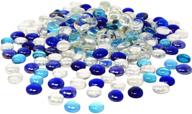🔵 3 pound (300pcs) flat glass marbles blue, clear, and mixed colors – glass gems pebbles stones marbles for vase filler, craft accents, aquarium decor logo