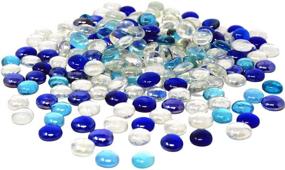 img 4 attached to 🔵 3 Pound (300PCS) Flat Glass Marbles Blue, Clear, and Mixed Colors – Glass Gems Pebbles Stones Marbles for Vase Filler, Craft Accents, Aquarium Decor