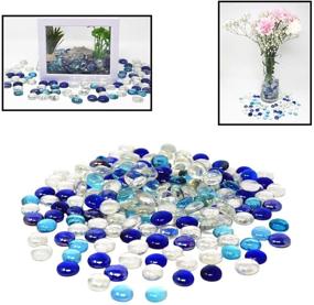 img 3 attached to 🔵 3 Pound (300PCS) Flat Glass Marbles Blue, Clear, and Mixed Colors – Glass Gems Pebbles Stones Marbles for Vase Filler, Craft Accents, Aquarium Decor