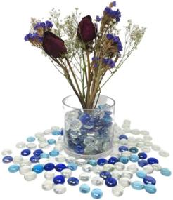 img 2 attached to 🔵 3 Pound (300PCS) Flat Glass Marbles Blue, Clear, and Mixed Colors – Glass Gems Pebbles Stones Marbles for Vase Filler, Craft Accents, Aquarium Decor