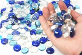 img 1 attached to 🔵 3 Pound (300PCS) Flat Glass Marbles Blue, Clear, and Mixed Colors – Glass Gems Pebbles Stones Marbles for Vase Filler, Craft Accents, Aquarium Decor