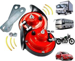img 4 attached to 🚛 2PCS 300db Train Horn for Trucks - Loud Air Electric Snail Single Horn - Waterproof Motorcycle Snail Horn - 12v Double Horn - Raging Sound for Car and Motorcycle
