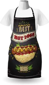 img 2 attached to 🌭 Versatile Ambesonne Snack Apron for Hot Dog Fast Food Stands: Chalkboard Inspired Unisex Kitchen Bib for Cooking and Gardening - Adult Size, Grey Charcoal