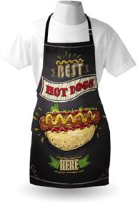 img 1 attached to 🌭 Versatile Ambesonne Snack Apron for Hot Dog Fast Food Stands: Chalkboard Inspired Unisex Kitchen Bib for Cooking and Gardening - Adult Size, Grey Charcoal