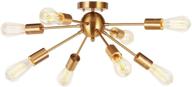 🔆 modern brushed brass vinluz 8-light sputnik chandelier – stylish semi flush mount ceiling pendant for kitchen, bathroom, dining, hallway, bedroom логотип