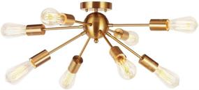 img 2 attached to 🔆 Modern Brushed Brass VINLUZ 8-Light Sputnik Chandelier – Stylish Semi Flush Mount Ceiling Pendant for Kitchen, Bathroom, Dining, Hallway, Bedroom