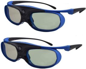 img 4 attached to 👓 Rechargeable Active Shutter 3D Glasses - DLP Link Eyewear for Acer, ViewSonic, BenQ, Optoma, Cocar, Toumei, Philips, Panasonic, Vivitek, Dell 3D Projectors - Pack of 2 (Blue Color)