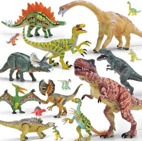 img 4 attached to Gizmovine Educational 🦖 Triceratops & Velociraptor Dinosaurs Set