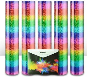 img 4 attached to 🌈 Holographic Heat Transfer Vinyl (HTV): 5 Pack 12-Inch x 10-Inch Sheets, HTV Vinyl Bundle for T-Shirts & Fabrics, Simple to Cut, Weed & Press (Holographic Rainbow)