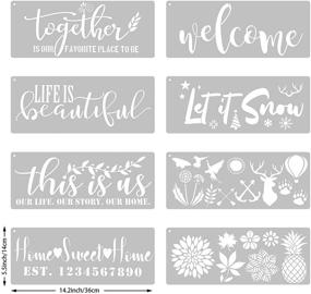 img 3 attached to 👋 Set of 8 Welcome Sign Stencils – Hilarious Family-themed Reusable Stencils for Painting on Wood Front Door, Porch, or Outdoor Home Decor – Alphabet Flower Stencils Included