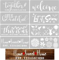 👋 set of 8 welcome sign stencils – hilarious family-themed reusable stencils for painting on wood front door, porch, or outdoor home decor – alphabet flower stencils included logo