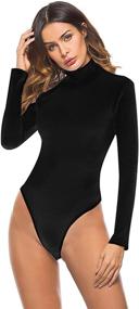 img 4 attached to Stretchy Turtleneck Jumpsuit for Women - Queen M Bodysuit, Stylish Clothing and Jumpsuits