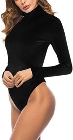 img 3 attached to Stretchy Turtleneck Jumpsuit for Women - Queen M Bodysuit, Stylish Clothing and Jumpsuits