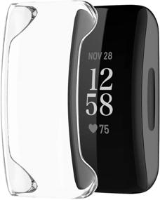 img 4 attached to 🔒 Чехол с защитным экраном FitTurn Fitbit Inspire 2, полное покрытие ударопрочного бампера с 7 металлическими вариантами цвета - совместим с Inspire HR/2/Inspire 2 HR (Прозрачный)