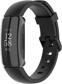 img 3 attached to 🔒 Чехол с защитным экраном FitTurn Fitbit Inspire 2, полное покрытие ударопрочного бампера с 7 металлическими вариантами цвета - совместим с Inspire HR/2/Inspire 2 HR (Прозрачный)