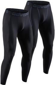 img 4 attached to 👖 Performance-Enhancing DEVOPS 2-Pack Men's Compression Pants: Athletic Leggings with Convenient Pocket/Non-Pocket Options