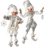 🎅 raz imports 16-inch silver and white posable elf decorations logo