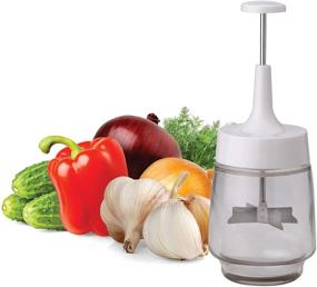 img 3 attached to HIC Plain Edge Onion Food Chopper: Stainless Steel Blades, Manual Cutter - 3.5 x 8-Inches