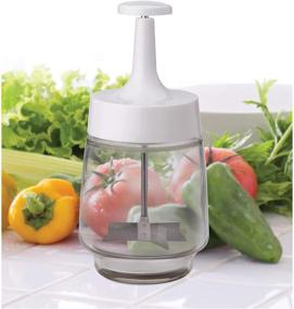 img 1 attached to HIC Plain Edge Onion Food Chopper: Stainless Steel Blades, Manual Cutter - 3.5 x 8-Inches