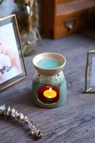 img 1 attached to 🏡 Add a Decorative Touch to Your Home with Jojuno Ceramic Oil Lamps Tea Light Holder - Perfect for Aromatherapy, Essential Oil Burning, and Wax Warmer