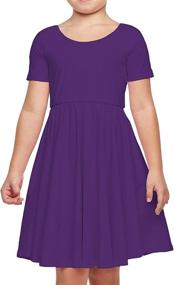 img 4 attached to 👗 Boyoo Girls Cotton Dress - Short Sleeved A-Line Swing Skater Twirl - Solid Casual Dress for Ages 3-13 Years