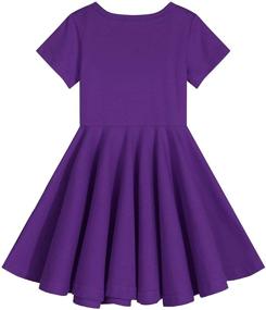 img 1 attached to 👗 Boyoo Girls Cotton Dress - Short Sleeved A-Line Swing Skater Twirl - Solid Casual Dress for Ages 3-13 Years