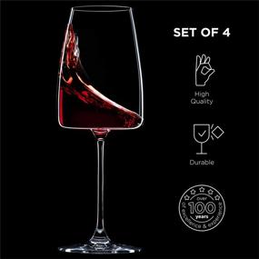 img 1 attached to 🍷 Exquisite Red Wine Glasses: Set of 4, 17oz - Premium Clear Glass Stemware for Bordeaux, Large Bowl Design - Lead Free, Square Wine Blown Glasses, Ideal Valentine's Day or Anniversary Gift