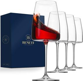 img 4 attached to 🍷 Exquisite Red Wine Glasses: Set of 4, 17oz - Premium Clear Glass Stemware for Bordeaux, Large Bowl Design - Lead Free, Square Wine Blown Glasses, Ideal Valentine's Day or Anniversary Gift