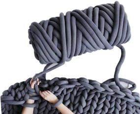 img 4 attached to 🧶 Dark Grey Chunky Braided Knot Throw Blanket DIY Yarn - Cozy Jumbo Extra Cotton Tube Bulky Giant Yarn for Arm Knitting, Weaving, and Crochet – 3.5 lbs / 70 Yards