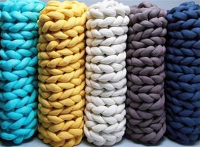 img 2 attached to 🧶 Dark Grey Chunky Braided Knot Throw Blanket DIY Yarn - Cozy Jumbo Extra Cotton Tube Bulky Giant Yarn for Arm Knitting, Weaving, and Crochet – 3.5 lbs / 70 Yards