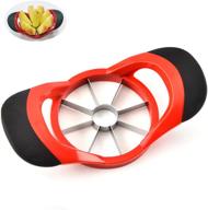 🍎 stainless steel apple slicer corer cutter wedger fruit divider peeler with ergonomic rubber grip handle for women, ideal for new year celebration - 8 blade logo