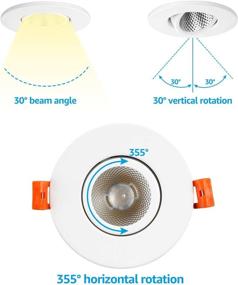 img 2 attached to 🔦 TORCHSTAR E-Star Series 12-Pack 3 Inch Gimbal LED Recessed Light with Junction Box, 7W (50W Eqv.), Dimmable, Airtight, High CRI 90+, ETL/Energy Star/JA8/Title 24 Rated, 3000K Warm White, White Finish