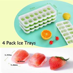 img 2 attached to 🧊 Ice Cube Tray 4 Pack: Silicone Trays with Lid for Easy Release & Durability - BPA Free & Stackable! Perfect for Drinks, Fruit, Yogurt, Cocktail - 14-Ice Flexible Trays for Freezer