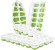 🧊 ice cube tray 4 pack: silicone trays with lid for easy release & durability - bpa free & stackable! perfect for drinks, fruit, yogurt, cocktail - 14-ice flexible trays for freezer logo