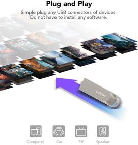 img 2 attached to 💻 Lexar 64GB USB 3.0 Flash Drive, High-Speed Read, Zinc Alloy Jump Drive for Computer, PC, Laptop, Bluetooth Speaker, External Storage: Data, Photos, Videos