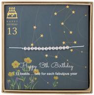 anotherkiss счастливый 13-й день рождения подарок для девочек - браслет из стерлингового серебра с бусинками, регулируемая ювелирная нить 7" - 9 логотип