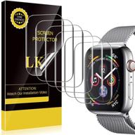 lk 6 pack japanese material screen protectors for apple watch 42mm series 3 2, model ko4721 - bubble-free, flexible tpu film logo