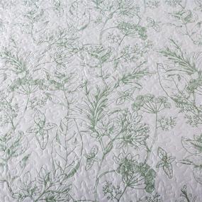 img 3 attached to SLPR Morning Meadow Bedding Quilt Set - Queen with 2 🌿 Shams: Refreshing Green and White Botanical Quilted Bedspread for a Serene Ambiance