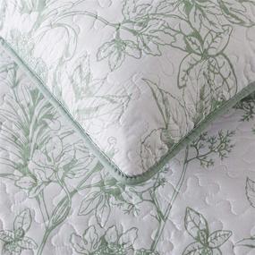 img 1 attached to SLPR Morning Meadow Bedding Quilt Set - Queen with 2 🌿 Shams: Refreshing Green and White Botanical Quilted Bedspread for a Serene Ambiance